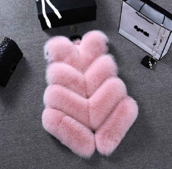 

faux fur winter vest women soft trouching waist coats female sleeveless jacket for ladies fashion fake fur outerwear femme, Black