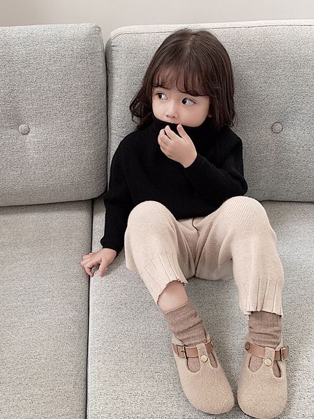 

autumn toddler kids similar cashmere hand feel good solid color semi-high neck sweaters toddler baby long sleeve simple top, Blue