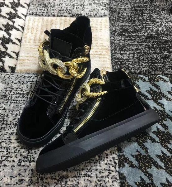 

men and women genuine leather fashion sneakers crocodile alligator double side zipper metal decoration flat shoes size 35-46 kmh09, Black