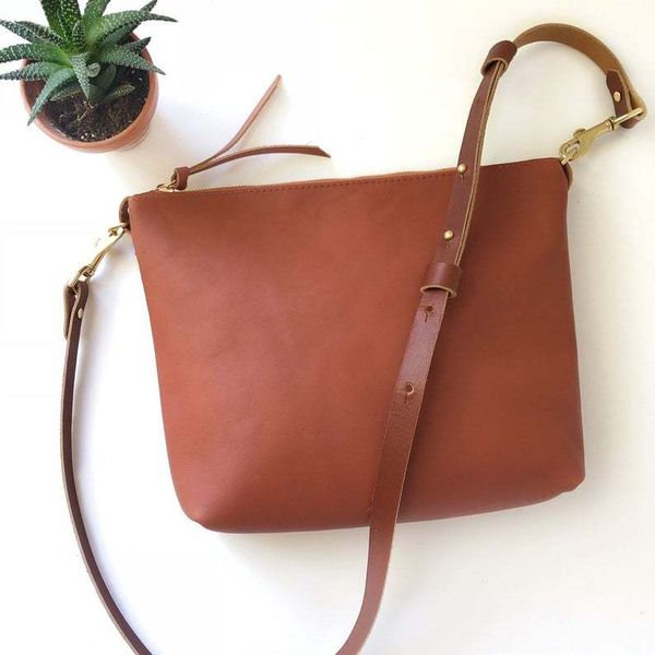 

original retro-style first-layer tree cream leather handbag crossbody shoulder solid color