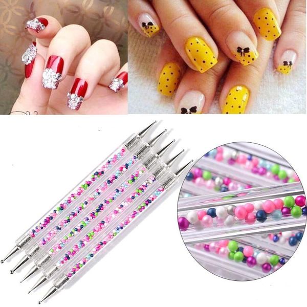 

1 / 5шт / set professional nail art tool двойного состава nail pen расставить uv gel картина красочных шариков ручки art расставить кисти, Silver