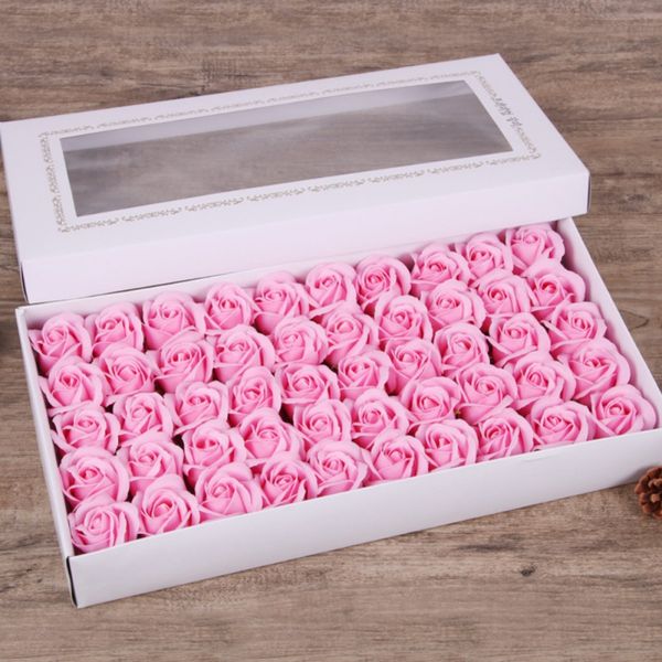 

50pcs шелковый цветок розы heads подарочная коробка роза цветочные мыло ароматизированный цветок essential свадьба день святого валентина по