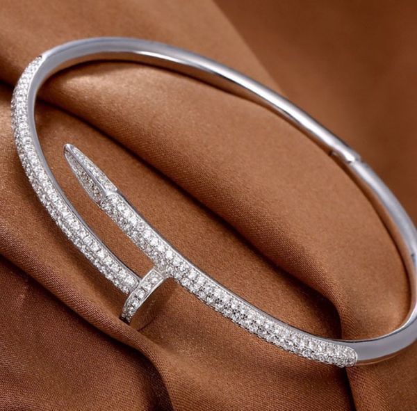 

nail bracelet silver jewelry european and american famous 925 sterling silver micro-inlaid zircon fashion classic card jewelry one generatio, Black