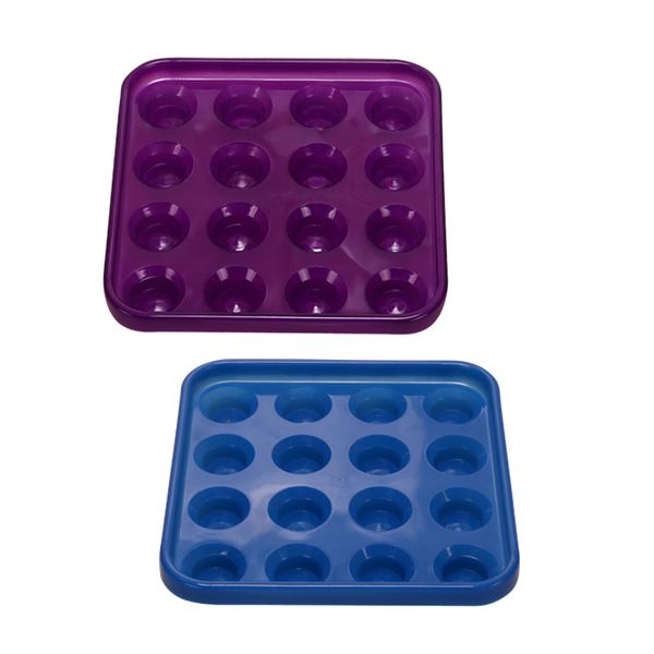 

2 pieces durable plastic snooker/pool ball tray holds 16 balls blue & purple