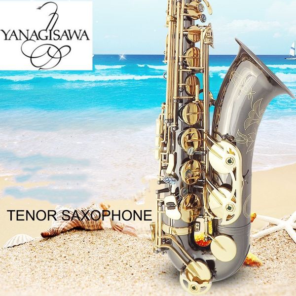 

black nickel gold new tenor saxophone yanagisawa t-992 musical instruments bb tone tube gold key sax with case mouthpiece