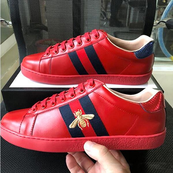 

[With Box]Designer Luxury shoes ACE embroidered white bees snake shoes Genuine Leather Designer Sneaker Mens Women Casual Shoes size 36-45