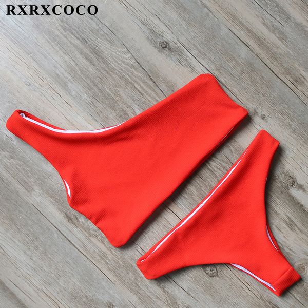 

rxrxcoco solid bikinis 2017 brazillian swimsuit women white bikini set one shoulder swimwear female thong swimming suit
