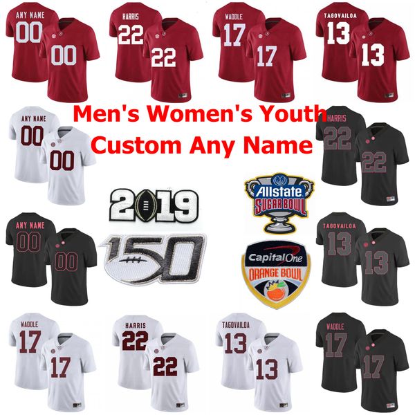 

ncaa alabama crimson tide американский футбол джерси женщин патрик сертейн ii джерси devonta смит мак джонс генри ruggs iii пользовательские, Black