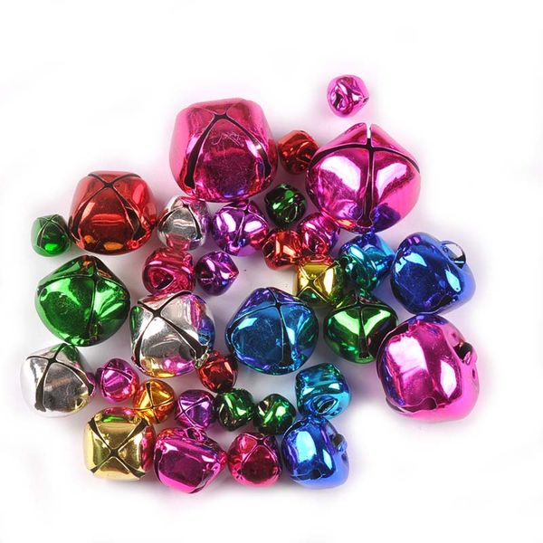 

12/15/20/25/30mm mixed color iron jingle bells for home decor craft party ornaments diy pendants hanging christmas bells c2681