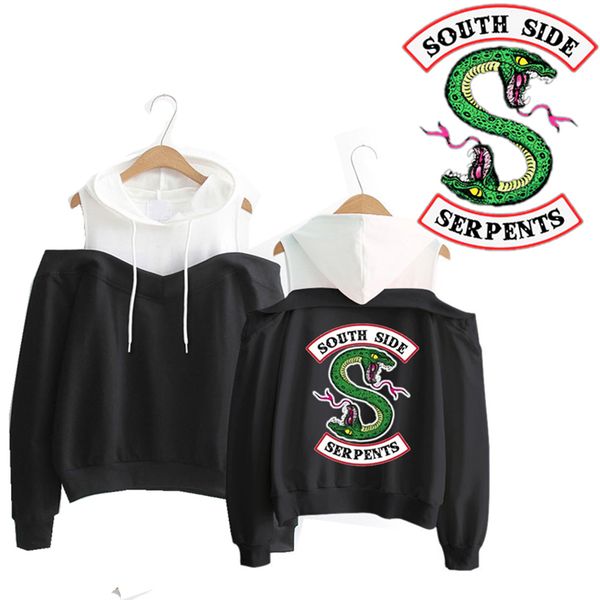 

riverdale south side serpents hoodie southside serpents off shoulder women sweatshirts hooded skulls clothes exclusive drop shipping, Black
