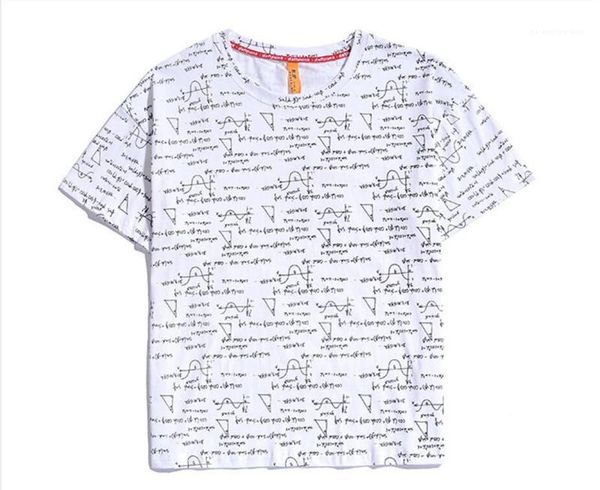 

homme short sleeve men designer print tshirts fashion male mathematical formula print round collar tshirts, White;black