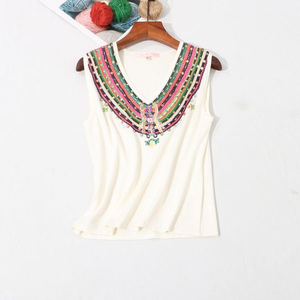 

экзотические вышивки вискоза смесь v-образным вырезом camis вс верхней части бака жилет, White