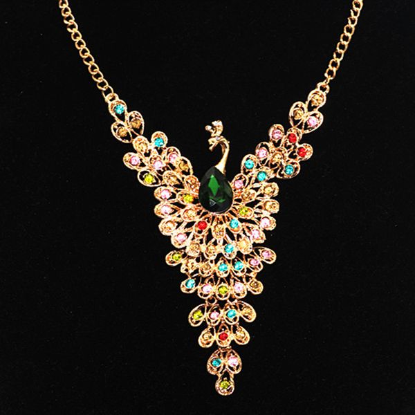 

the european and american hyperbolus peacock is full of old necklace zinc alloy accessories wholesale, Silver