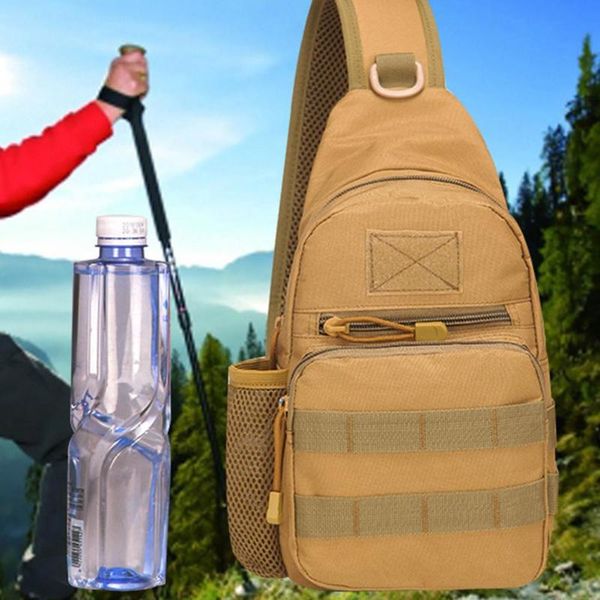 

men camouflage tactical pack hiking cycling shoulder bottle chest bag