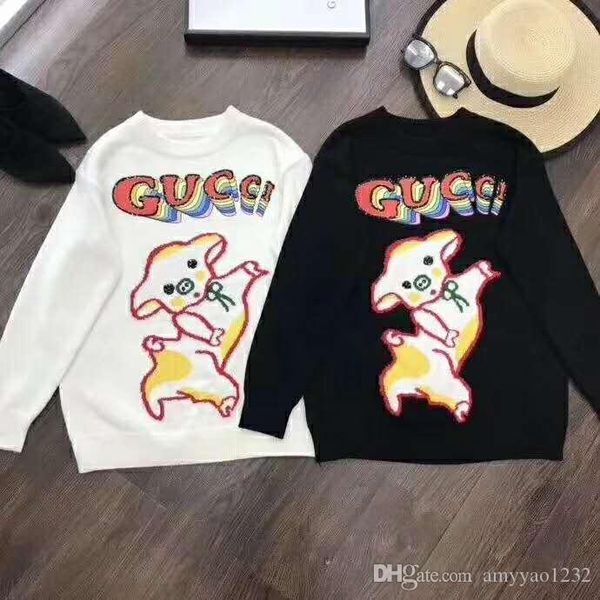 

1.3 2019 весна бренд же стиль свитер роскошный пуловер черный белый мода выпускной свитер женская одежда с длинным рукавом цянь, White;black