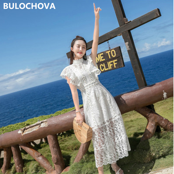 

casual dresses white lace hollow out women fashion long / short mini dress 2021 est designer womans butterfly sleeve runway vestidos, Black;gray