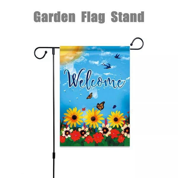 

45'' x 15'' iron mini garden flags pole stand holder yard decorations display