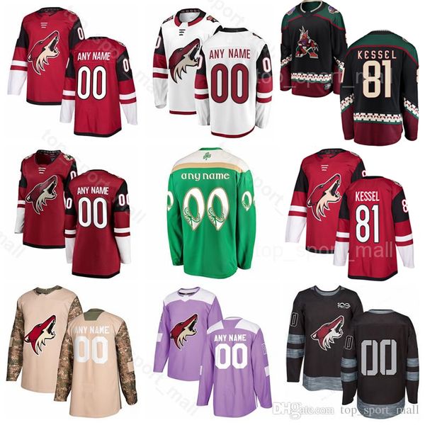 

arizona coyotes 81 phil kessel jersey 23 oliver ekman-larsson derek stepan alex goligoski max domi 19 shane doan hockey red black retirement, Black;red