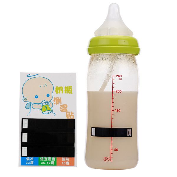 

1set infant baby milk bottle thermometer kids milk bottle temperature test paper strip sticker temperature measuring card