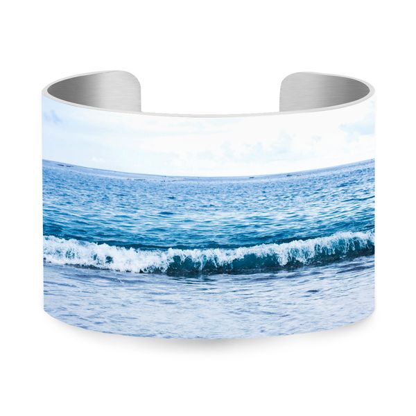 

fashion uv printing wave pattern cuff bracelet 5cm aluminum meterial bangle wristband jewelry present for women u-125, Black