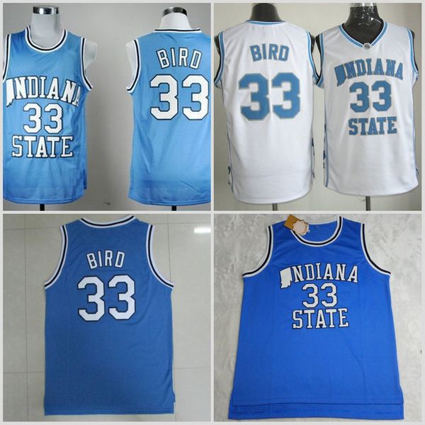 

Mens #33 Bird Retro Indiana State Sycamores Jersey Valley Black Soul Swingman College Basketball Jerseys stitched Blue White