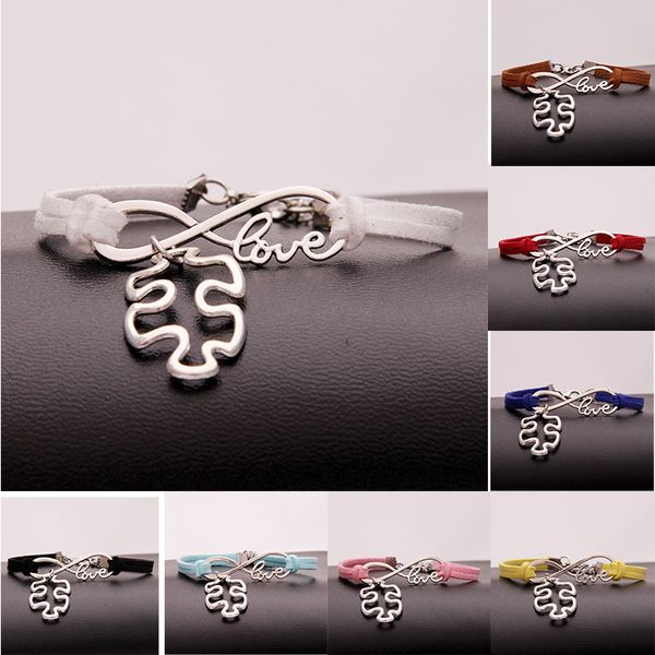 Consapevolezza dell'autismo Puzzle Piece Bracciali con ciondoli Infinity Love Wish Velvet Rope Wrap Bangle Per donna Uomo Fashion Friendship Jewelry