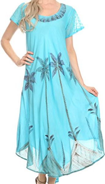 

sakkas watercolor palm tree tank caftan dress, Black;gray