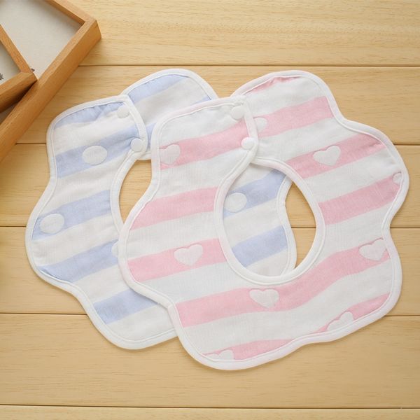 

children's baby saliva towel gauze cotton baby waterproof towel bib rice pocket 360 degree octagonal bib