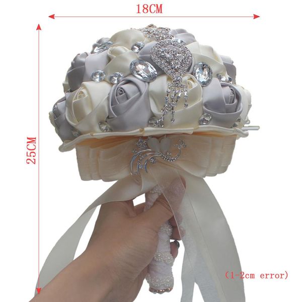 

handmade wedding bridal bridemaids bouquet flowers size 18x25cm ivory and silver rose wedding bouquets flower accept custom made