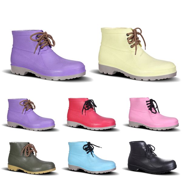 

2020 men shoes no-brand design rain boots low labor insurance shoes steel toe cap black yellow pink red purple green size 38-44