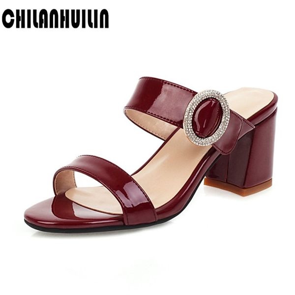 

новый дизайн летние туфли кожаные тапочки на высоких каблуках сандалии женщин вскользь сексуальный открытый носок повелительницы офиса плать, Black