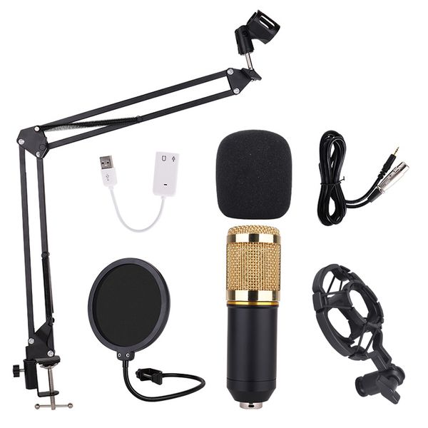 BM 800 Profesyonel Bilgisayar Audio Studio PC için Kondenser Mikrofon Rrecording Karaoke Tripod bm800 Mic için Pop Filtre Standı