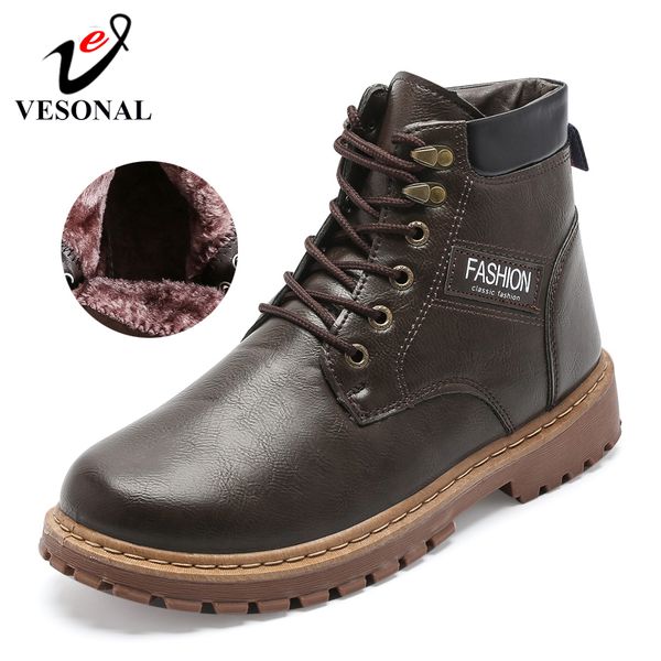 

vesonal brand winter new snow boots warm short plush man casual shoes sneakers men shoes footwear vintage ankle boots male, Black