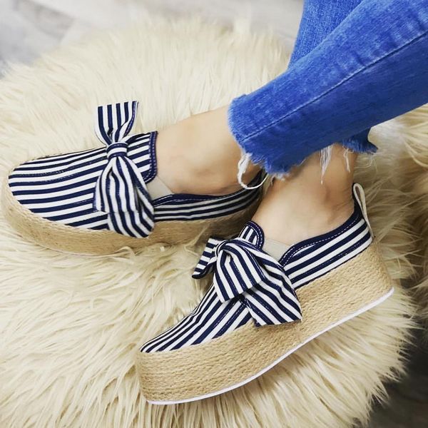 

oeak women flats shoes 2019 slip on casual ladies canvas shoes bow thick bottom lazy loafers female espadrilles, Black