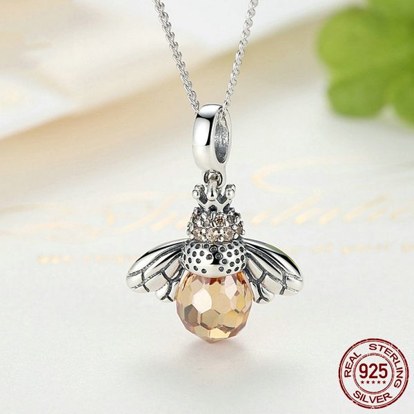 

cute animal bee pendant charm sterling silver 925 original fashion jewelry gifts girl accessories accessorize jewellery, Bronze;silver