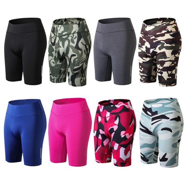 

women compression yoga fit tight night reflective high waist elastic short women tight bottom slim shorts shipping from usa, White;red