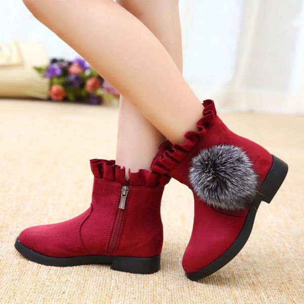 

european and american fan girls short boots autumn&winter princess flowers pattern side girls snow boots, Black;grey