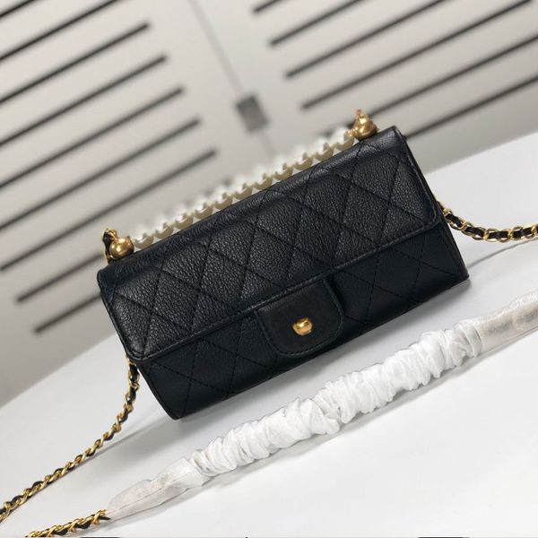 

lady bags crossbody bags wallet fashion plain diamond lattice beads women chain bags genuine leather envelope bag fast shipping