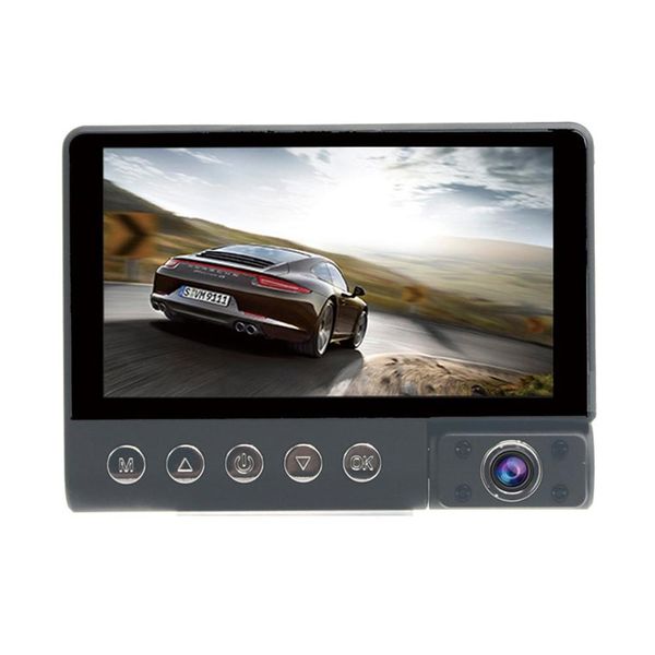 

driving recorder 4 inch three-way car inside and outside hd three lens front and rear three recording reversing image machine