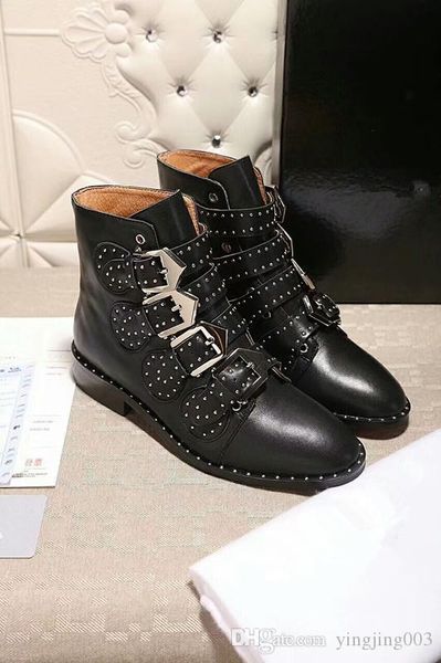 

latest women designer boots martin desert boot flamingos love arrow medal 100% real leather coarse size 35-41 winter shoes ys18071105, Black