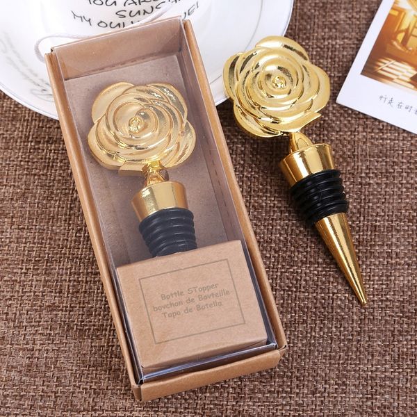 

New creative gold color metal ro e wine bottle topper wedding gift party favor for gue t w8766