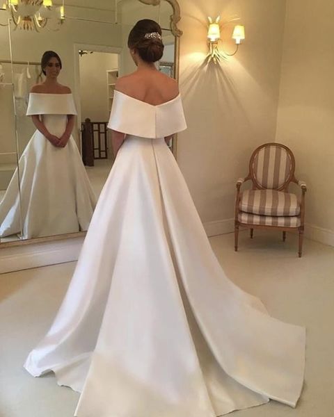 

off плечи stain свадебные платья 2020 без рукавов развертки поезд модест длинные сад свадебные платья vestidos de noiva пользовательские деш, White