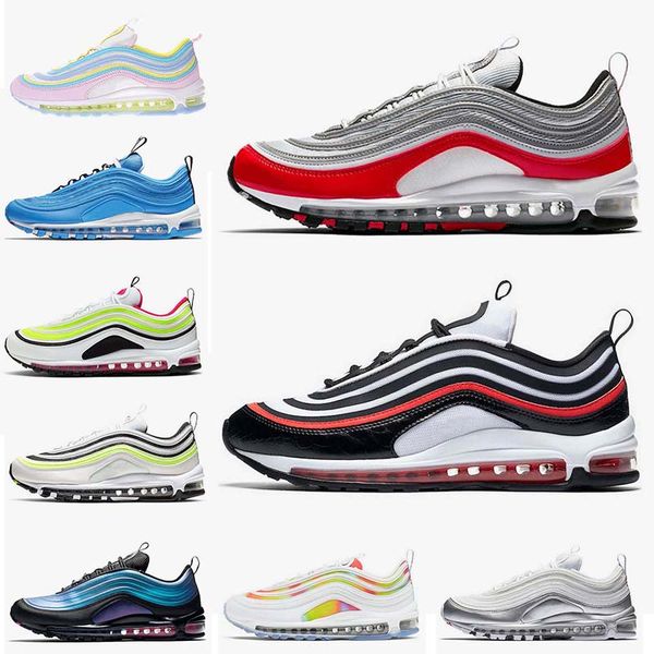 

sliver red new 97 running shoes 97s ultra metallic pack silver premium triple white black bullet laser fuchsia men designer sneakers 36-45