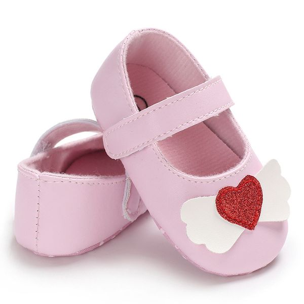 

newborn infant baby girls crib shoes soft sole anti-slip sneakers heart bowknot baby booties pu leather for 0-12 months