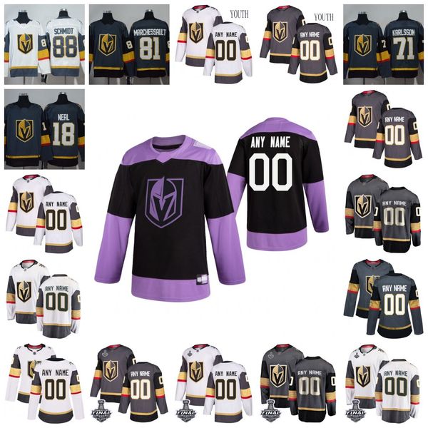 

2019 vegas golden knights mark stone marc-andre fleury jonathan marchessault william karlsson pacioretty reaves tuch black practice jersey, Black;red
