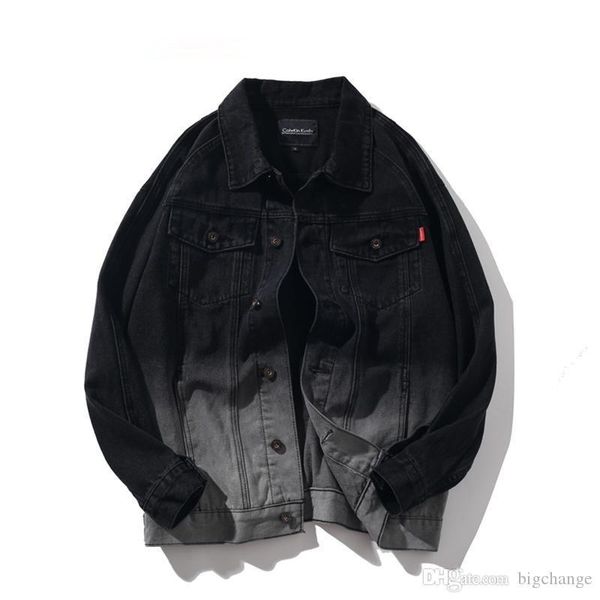 

men tie dye jeans jackets 2020 mens vintage harajuku denim jackets coats male autumn designer black windbreaker, Black;brown