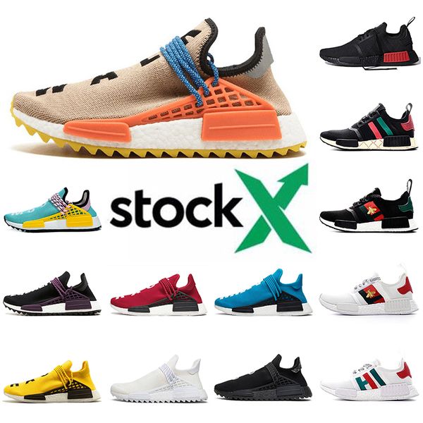

stock x 2020 new mens womens nmd human race shoes r1 designer sneakers running shoes pharrell williams fashion brand trainers size 47