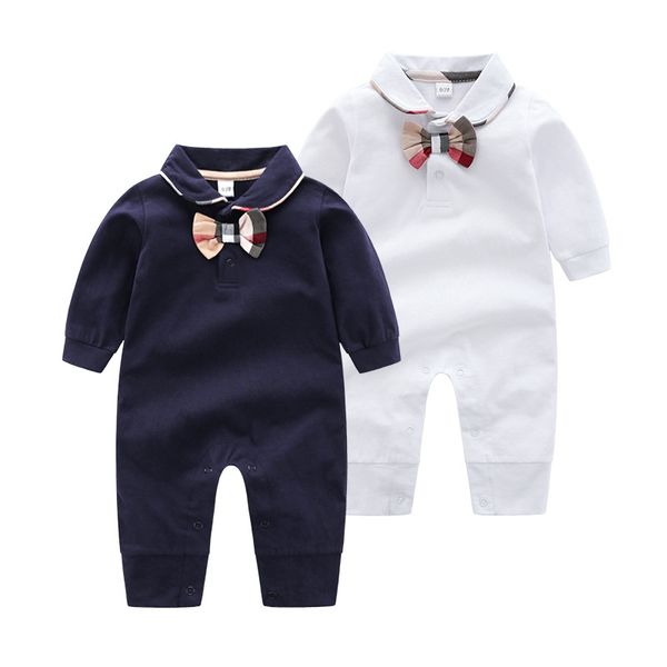 

ins high end baby brand clothes baby plaid bow romper new cotton newborn baby girls boy spring autumn romper kids designer infant jumpsuits, Blue