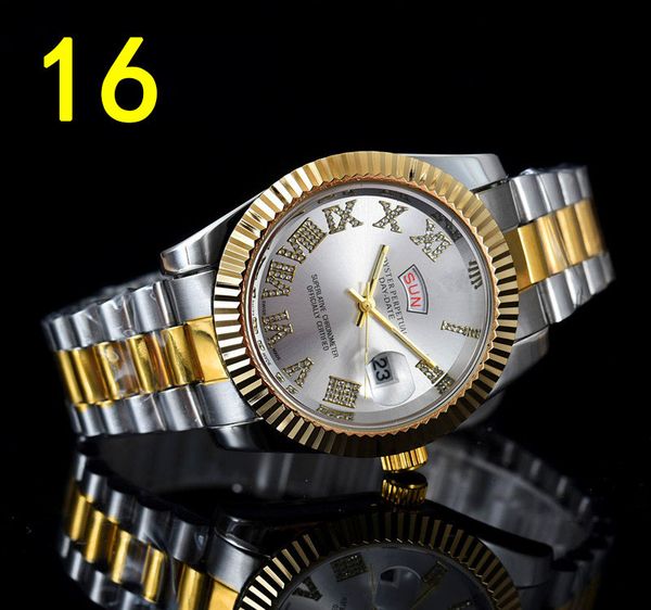 

new brand rome digital watches gold black casual stainless steel diamonds watch mens diamonds double calendar quartz watches, Slivery;brown