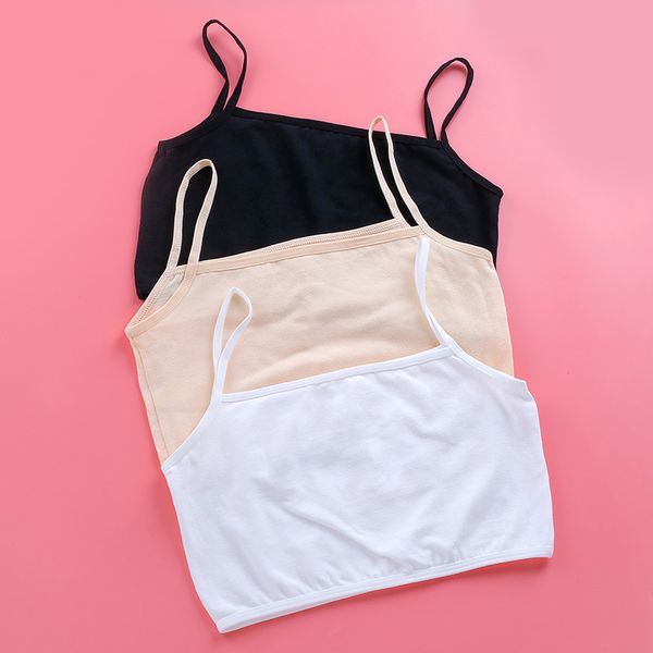 

kids vest training bras teenage underclothes young girls students bra solid soft cotton children teenagers lace underwear, Blue